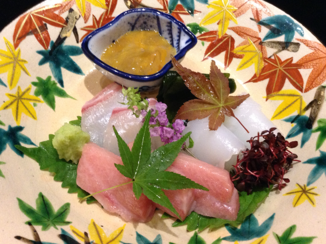 今日のひと皿】もみじ皿 お造り盛り | 日本料理湯木のお知らせブログ